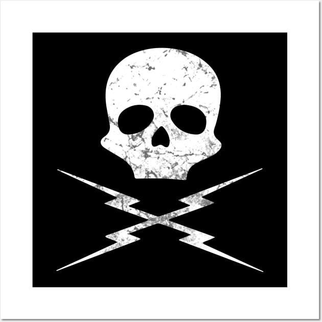 Death Proof Skull and Lightning Bolts Wall Art by Scar